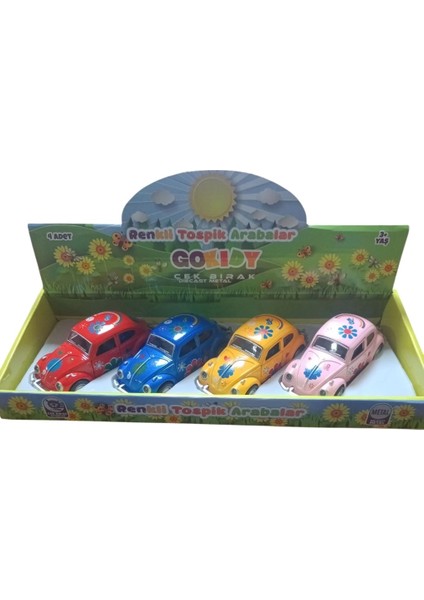 4'lü Metal Kapıları Açılır 12CM Oyuncak Vosvos Araba Seti Çek-Bırak