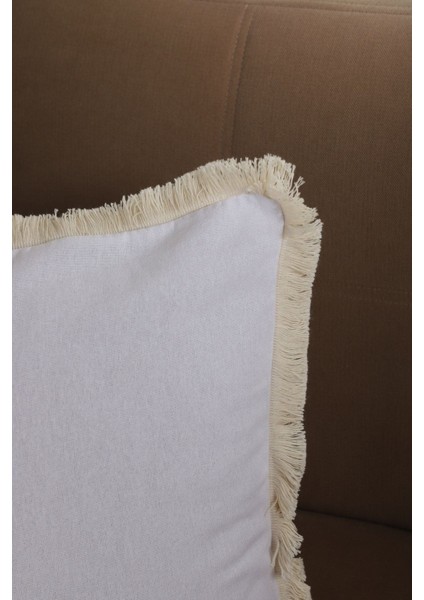 Keten Beyaz Ponponlu Kırlent Kırlent Kılıfı 43 x 43 fiyatları