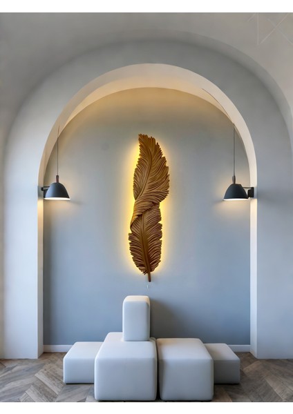 Tüy Aplik Ledli Dekoratif Duvar Aydınlatma - Şık Ve Modern Tasarım - Kolay Montaj (121*29 cm )