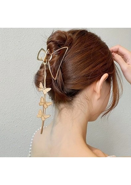 Metal Kadın Kelebek Sallantılı Trend Gold Mandal Toka