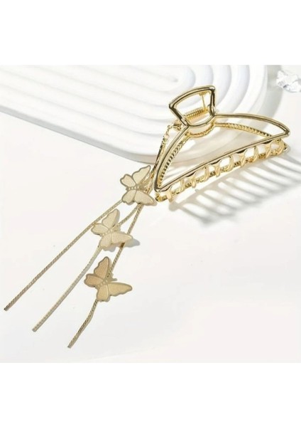 Metal Kadın Kelebek Sallantılı Trend Gold Mandal Toka modelleri