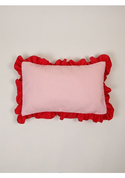 Pink Pop Fırfırlı Dekoratif Yastık Kılıfı - Dikdörtgen