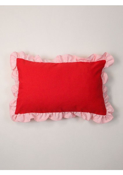 Red Pop Fırfırlı Dekoratif Yastık Kılıfı - Dikdörtgen