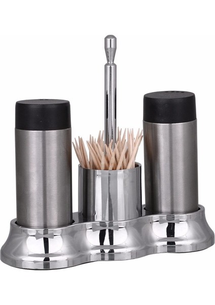 Krom Plastik Standlı Tuzluk Takımı