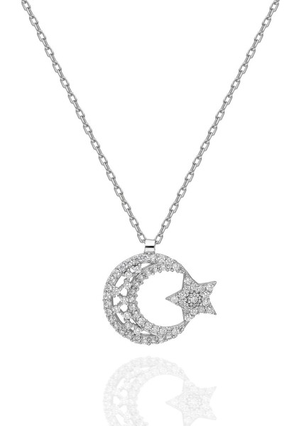 Modahilye 925 Ayar Gümüş Ayyıldız Kolye