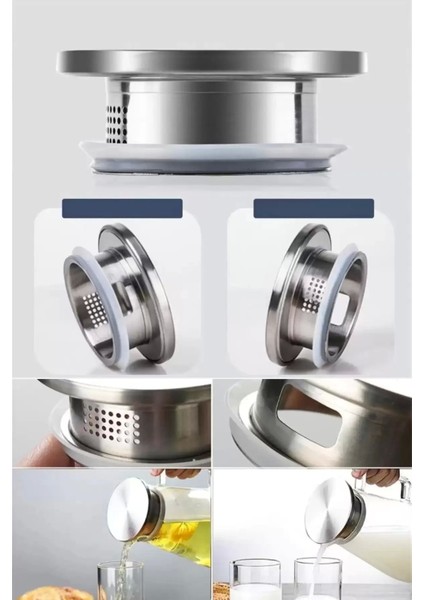 Borosilikat Cam Sürahi 1800ML Isıya Dayanıklı Karaf, Metal Kapaklı Cam Kulplu Meşrubat Su Sürahisi modelleri