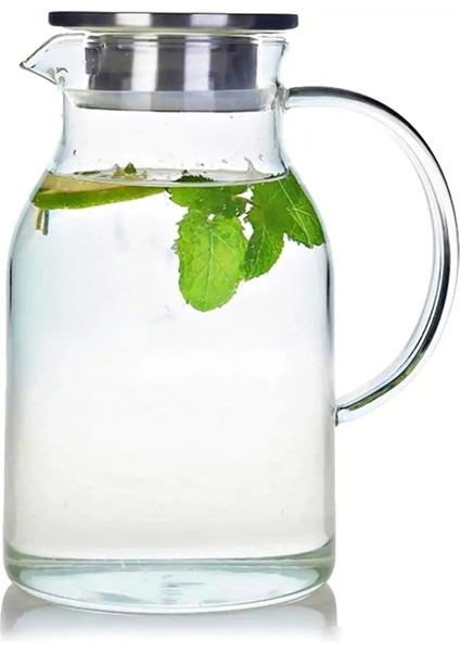 Borosilikat Cam Sürahi 1800ML Isıya Dayanıklı Metal Kapaklı Bitki Çayı Demliği Meşrubat Su Sürahisi fiyatları