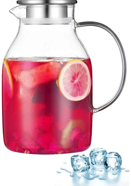 Borosilikat Cam Sürahi 1800ML Isıya Dayanıklı Metal Kapaklı Bitki Çayı Demliği Meşrubat Su Sürahisi fırsatları