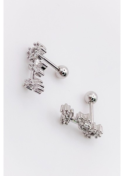 Cerrahi Çelik Piercing Dalında Yasemin Figürlü Kıkırdak Helix Tragus Piercing (1 Adet)