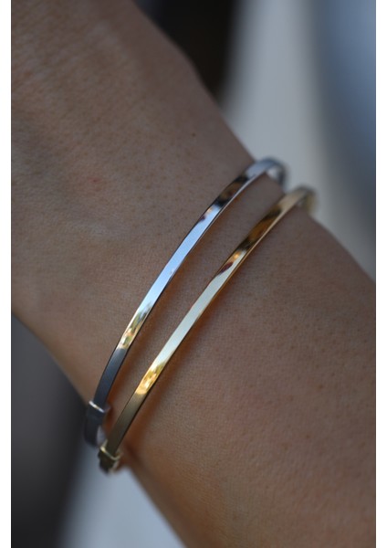 14 Ayar Altın Arpaş Ikili Beyaz ve Sarı Düz Sade Kelepçe fiyatları