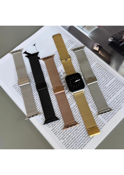 Buckle Milano Çelik Kordon, Apple Watch Series SE/10/9/8/7/6/5/4/3 42mm/41mm/40mm/38mm ile Uyumlu, Rose Gold indirimleri
