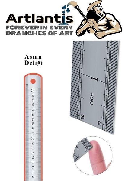 Çelik Cetvel 30 cm Inç Ölçülü 2 Adet Paslanmaz Çelik Metal Çetvel 30 Santimetre Düz Kenar Kolay Çizimler Için