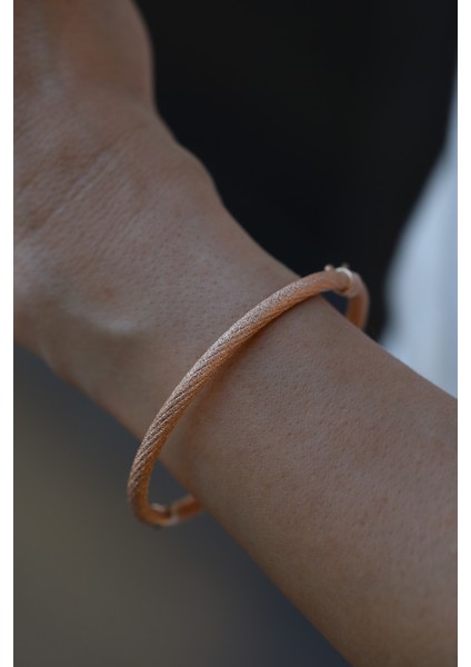 14 Ayar Altın Arpaş Rose Mat Simli Kelepçe modelleri