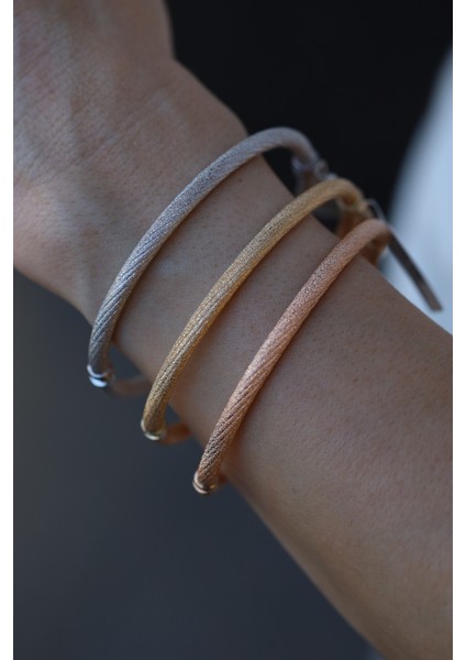 14 Ayar Altın Arpaş Rose Mat Simli Kelepçe indirimleri