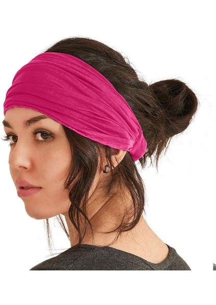 Paraşüt Bandana Sade Düz Renk Pamuklu Kumaş Lastikli Pembe