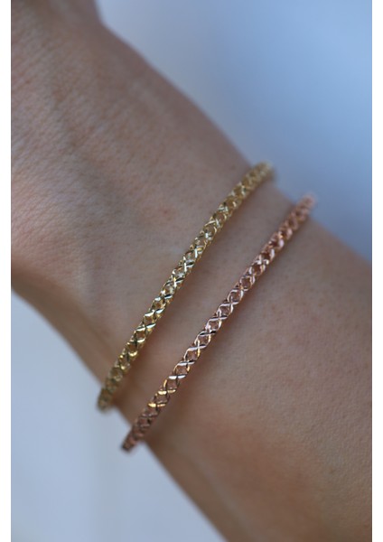 14 Ayar Altın Arpaş Ikili Rose ve Sarı Kalemli Kelepçe fiyatları