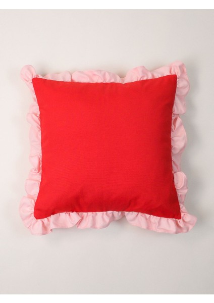 Red Pop Fırfırlı Dekoratif Yastık Kılıfı - Kare