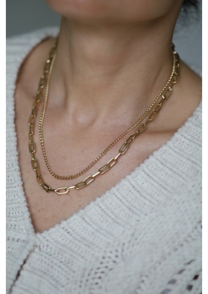 14 Ayar Altın Gurmet ve Ataç Çift Zincir Tasarım Kolye fiyatları