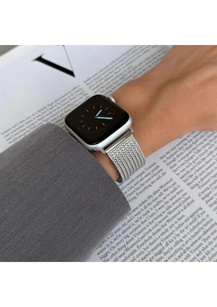Buckle Milano Çelik Kordon, Apple Watch Series SE/10/9/8/7/6/5/4/3 42mm/41mm/40mm/38mm ile Uyumlu, Gümüş fırsatları