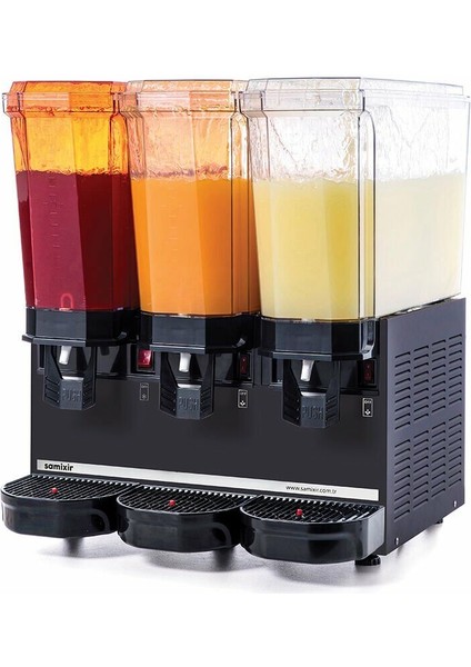 Klasik Triple Fıskiyeli Soğuk İçecek Dispenseri 20+20+20 Litre Siyah
