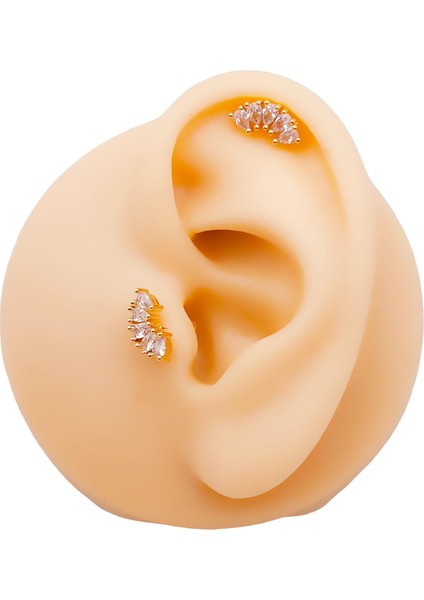 Cerrahi Çelik Piercing Damla Beş Taşlı Kıkırdak Helix Tragus Piercing (1ADET)