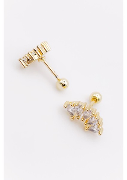 Cerrahi Çelik Piercing Damla Beş Taşlı Kıkırdak Helix Tragus Piercing (1ADET)