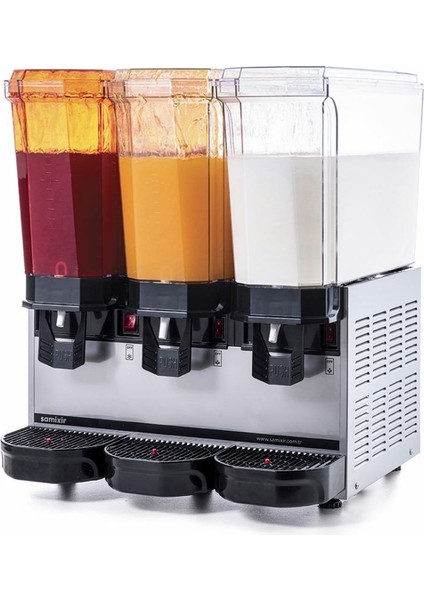 Klasik Triple, 2 Fıskiyeli, 1 Karıştırıcılı Soğuk İçecek Dispenseri 20+20+20 Litre Inox