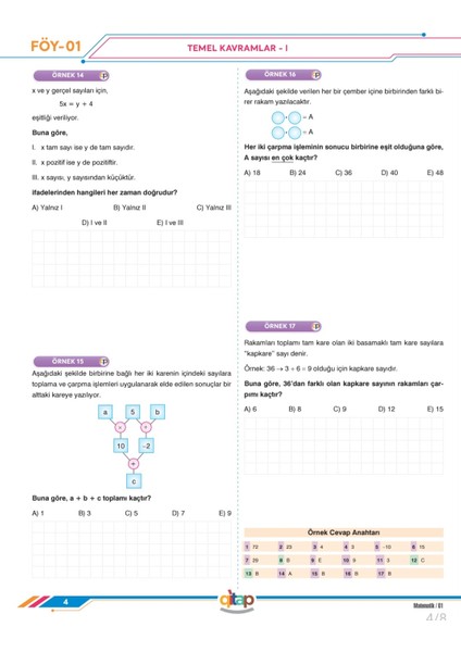 Yayınları Tyt Matematik Konu Anlatım Föyü (Video Çözümlü) fiyatları