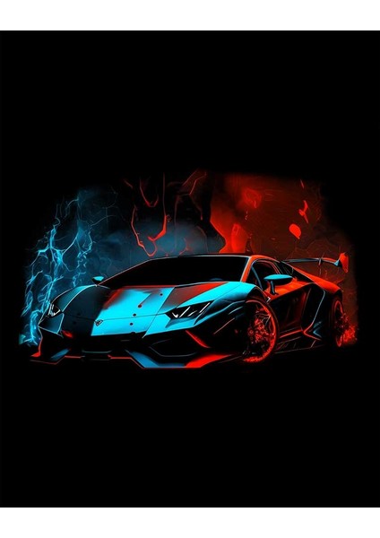 Lamborghni Blue Red Neon Büyük Sırt Patch Yama