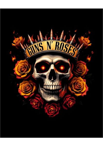 Guns N Roses Skull Bullet Siyah Büyük Sırt Patch Yama
