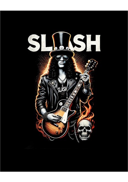 Slash Guitarist Skull Logo Siyah Büyük Sırt Patch Yama