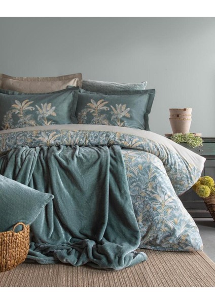 Yatak Örtülü Nevresim Set Tammy Yeşil Çift Kişilik