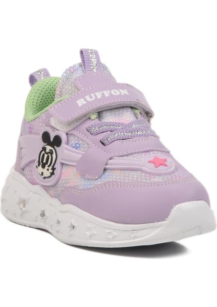 Beyaz Mavi Cırtlı Işıklı Hafif Çocuk Spor Ayakkabı B