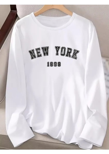 Kadın Uzun Kollu Bisiklet Yaka Yazı Baskılı Viskon Bluz modelleri