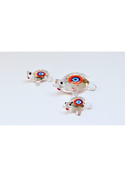 Cam Nazar Boncuklu Nazarlık 3'lü Kaplumbağa El Yapım Zanaat Mini Şeffaf Aile Biblo Sevgi 1200 Derece fiyatları