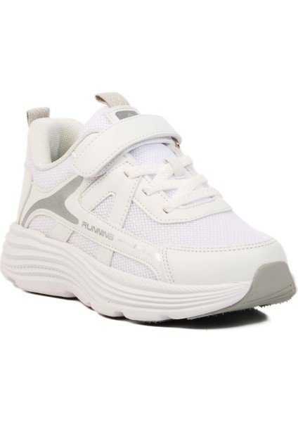 Beyaz Gri Cırtlı Erkek Çocuk Spor Ayakkabı 1880 F