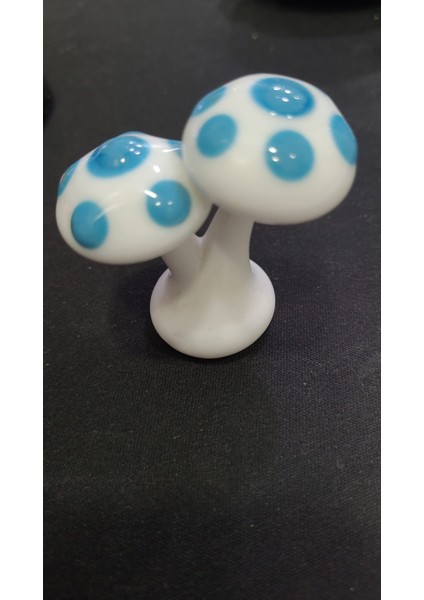 Cam El Yapım Mantar Mavi Beyaz Zanaat 5cm Mini Sevimli Sanat Bahçe Minyatür Saksı Süsü 1 Adet