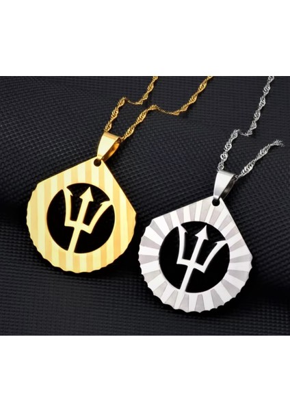 Voyageaccessory Paslanmaz Çelik Miyolojik Denizler Tanrısı Posedion Mızrak Kolye