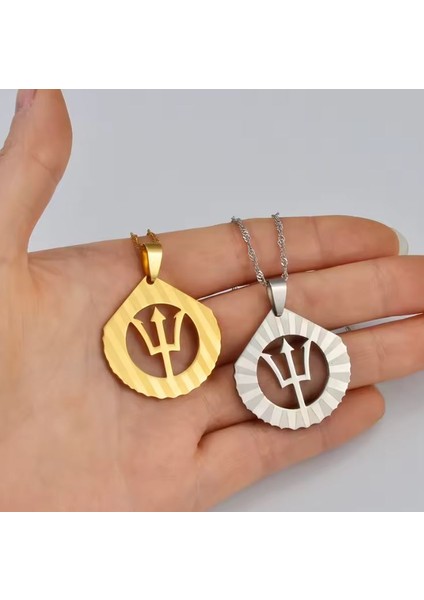 Voyageaccessory Paslanmaz Çelik Miyolojik Denizler Tanrısı Posedion Mızrak Kolye modelleri