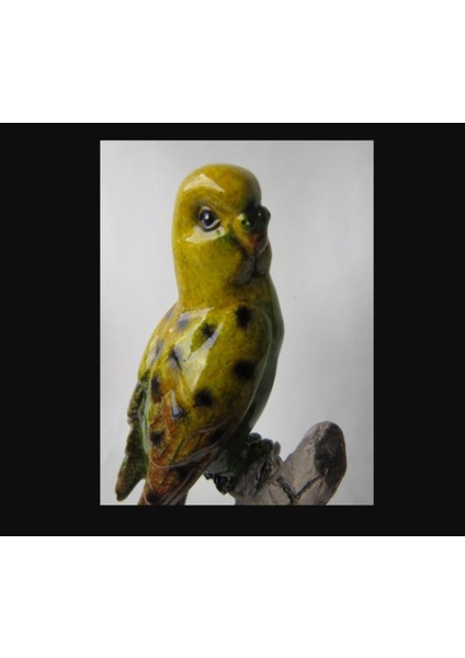 Art Yeşil Dal Muhabbet Kuş Poliresin 19CM Polikrom Faince Italyan Sert Reçine 1 Adet modelleri