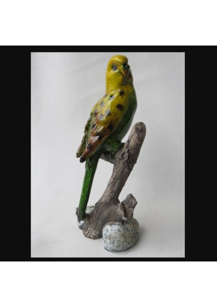 Art Yeşil Dal Muhabbet Kuş Poliresin 19CM Polikrom Faince Italyan Sert Reçine 1 Adet fırsatları