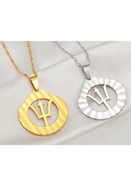 Voyageaccessory Paslanmaz Çelik Miyolojik Denizler Tanrısı Posedion Mızrak Kolye fırsatları