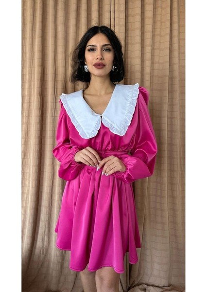 Fuşya Bebe Yakalı Elbise