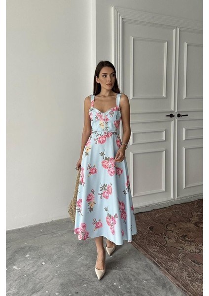 Pembe Ince Kemer Detaylı Elbise