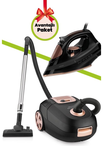 Avantajlı Ikili Set Paketi Toz Torbalı Elektrikli Süpürge Seramik Tabanlı Buharlı Ütü