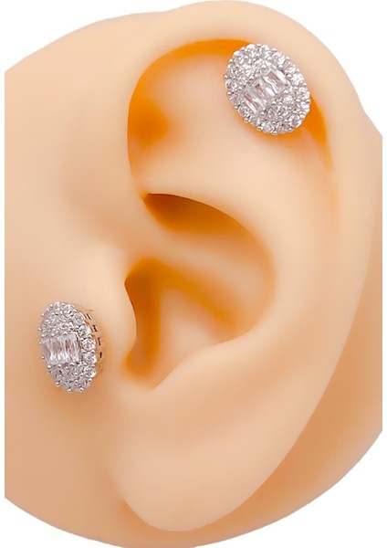 Cerrahi Çelik Piercing Baget Taşlı Marka Model Şık Kıkırdak Helix Tragus Piercing (1ADET)