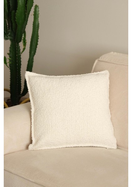 Teddy Ekru Kırlent Kılıfı