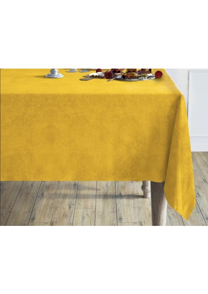 Sarı Renk Dikdörtgen, Kadife Dokulu, Dertsiz, Masa Örtüsü