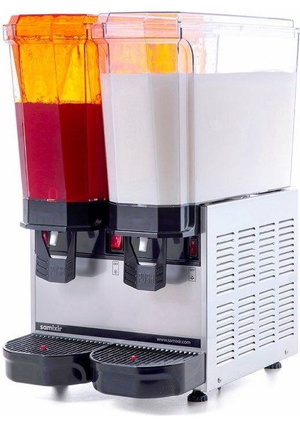 Klasik Twin Fıskiyeli Ve Karıştırıcılı Soğuk İçecek Dispenseri 20+20 Litre Inox