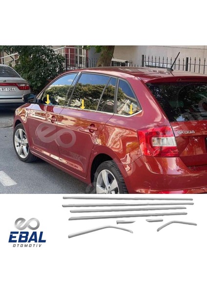 Skoda Rapid Spaceback Krom Cam Çıtası 8 PRÇ.2013 ve Üzeri P.çelik fiyatları